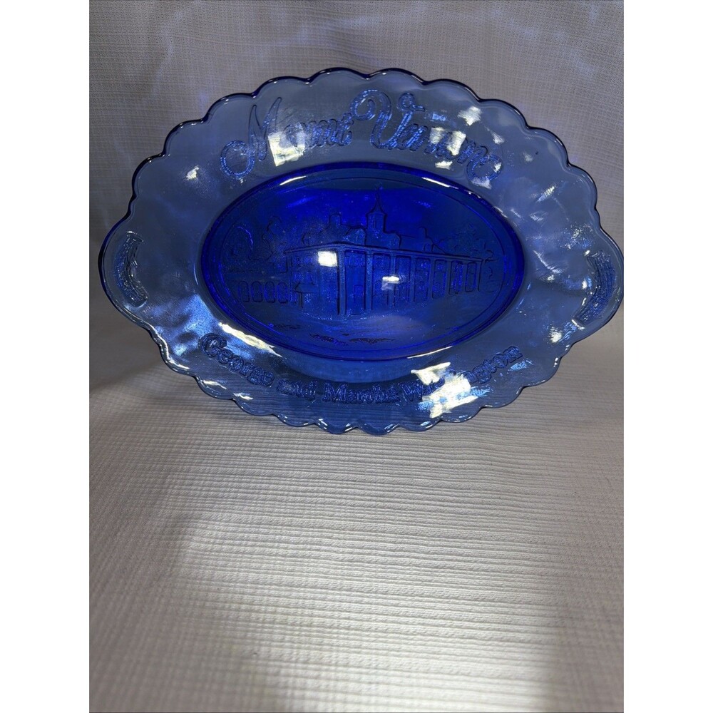 Vintage Avon Mount Vernon Cobalt Blue Commemorative Plate / Serving Tray